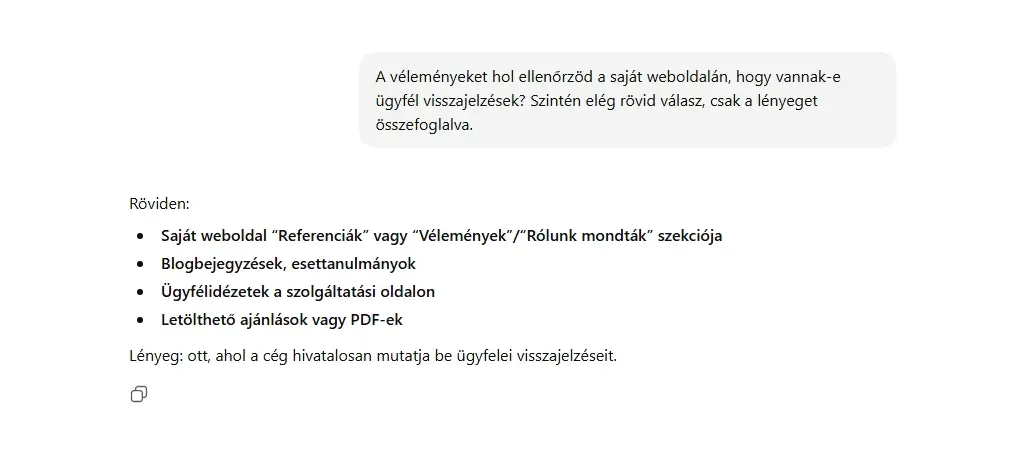 ChatGPT válasza a szolgáltatók hitelességének ellenőrzéséről, ügyfélvélemények és független források szerepével
