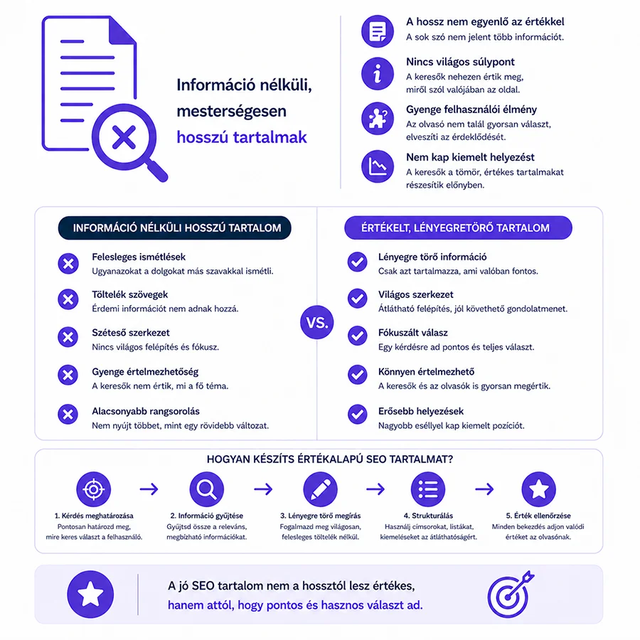 Információ nélküli mesterségesen hosszú SEO tartalom